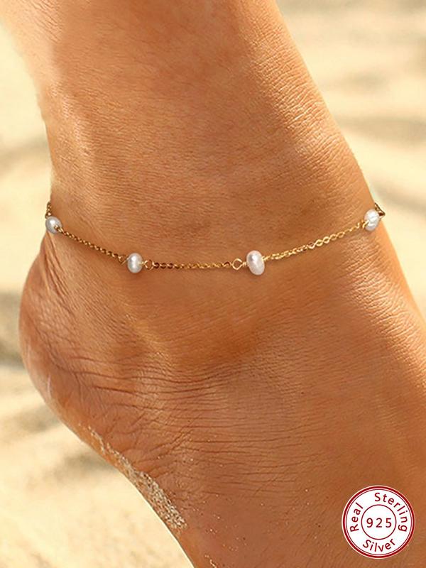 925 Sterling Silver Women's Elegant Anklet, Fashionable Jewelry for Women & Girls, Trendy All-match & Exquisite Jewelry for Birthday Gift 0