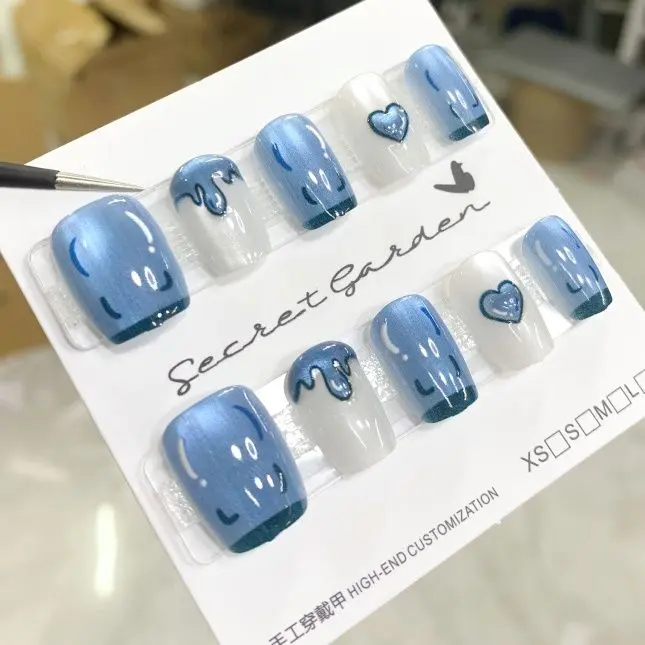 Blue Ice Cream Series Cat Eye Detachable Wear New White Pure Desire Wind Short Armor Autumn and Winter