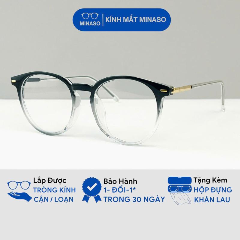 Gọng kính cận mắt kính không độ nam nữ form tròn chống ánh sáng xanh và tia UV400 cao cấp 132