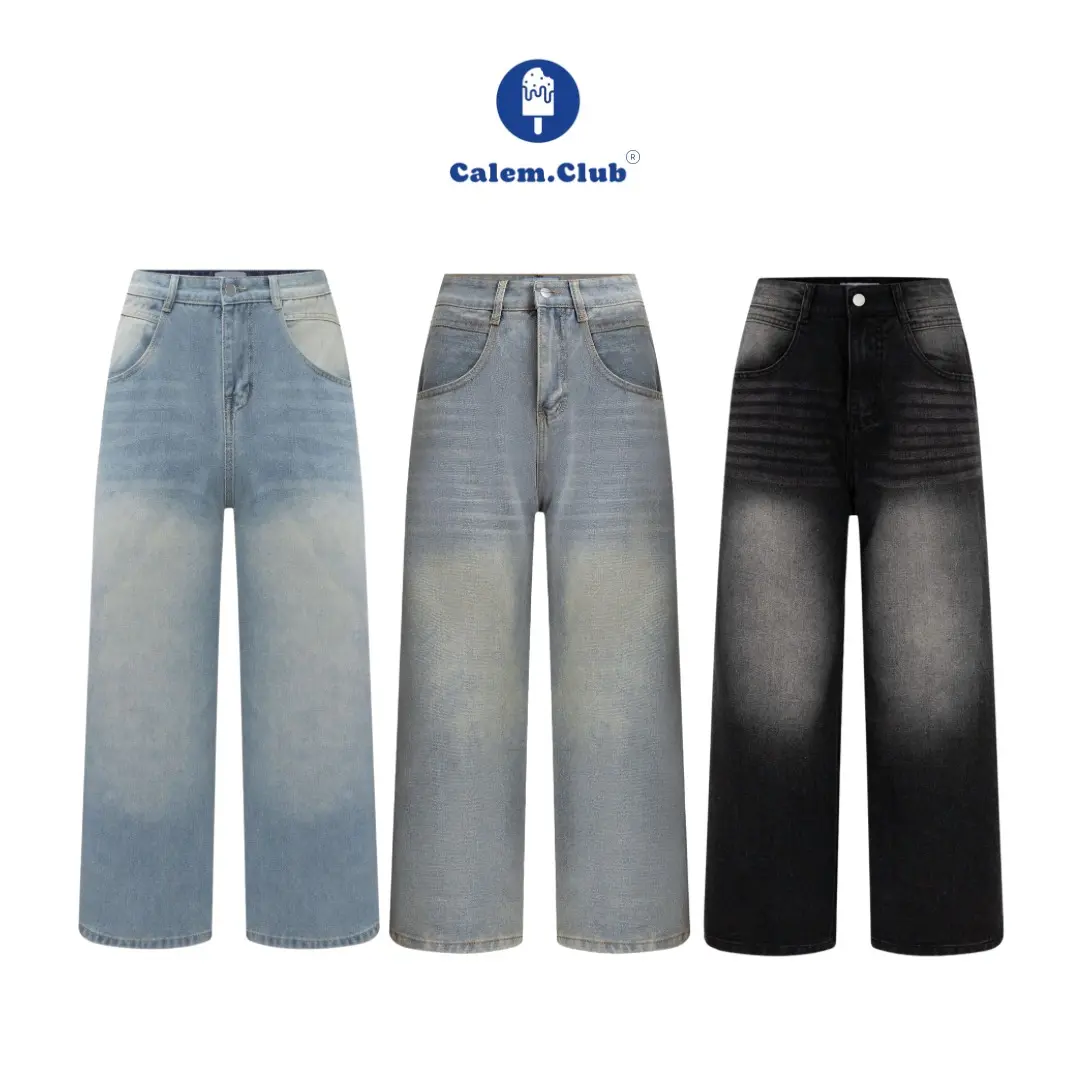 Quần Jean Rách, Quần Ống Rộng, Quần Jean Ống Dáng Rộng, Dành Cho Nam Và Nữ, Unisex, Câu Lạc Bộ Yên Tỉnh Menswear Ong Có Túi Baggy