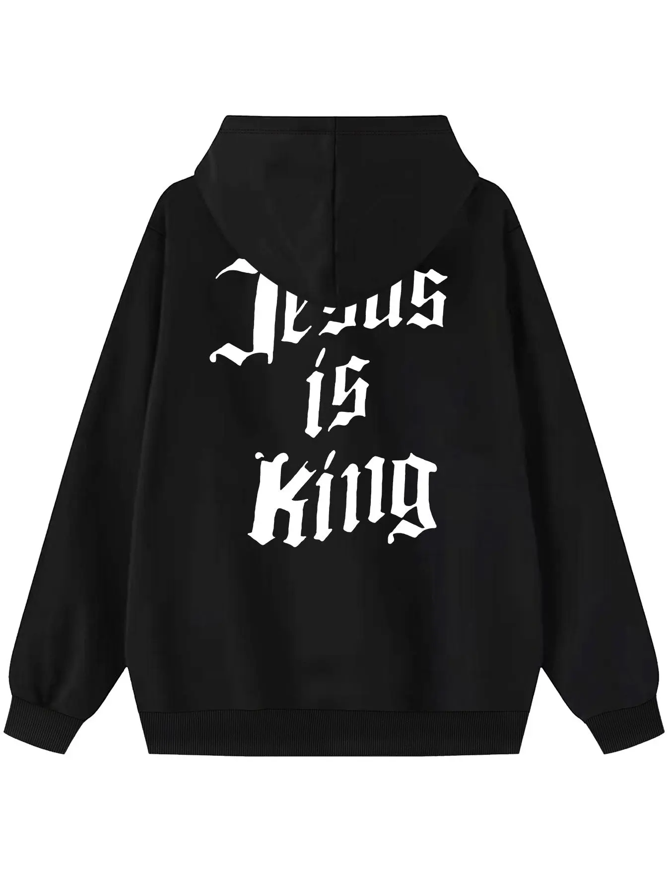 Men's Letter Print Hoodie, Regular Fit Casual Jesus Is King Print Hooded Sweatshirt for Daily Holiday Outdoor Wear, Men Clothes for Fall & Winter