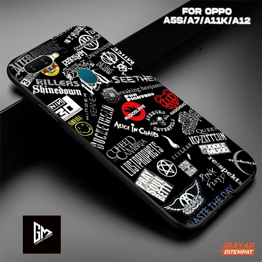 Case Kilau Glossy OPPO A5S/A7/A12/A11K/F9 terbaru Fashion Casing BLACK AESTHETIC  - Pelindung Hp Hardcase Softcase Termurah bisa COD