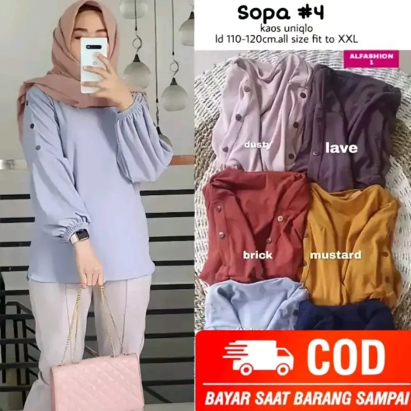 Blouse Atasan Wanita Lengan Panjang Korean Style Geovani Blus Nyaman Cantik Balon Baju Dewasa 5