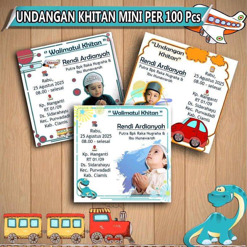 Undangan Khitan Mini Kopi/Masako Per 100pcs Kertas Cards 0