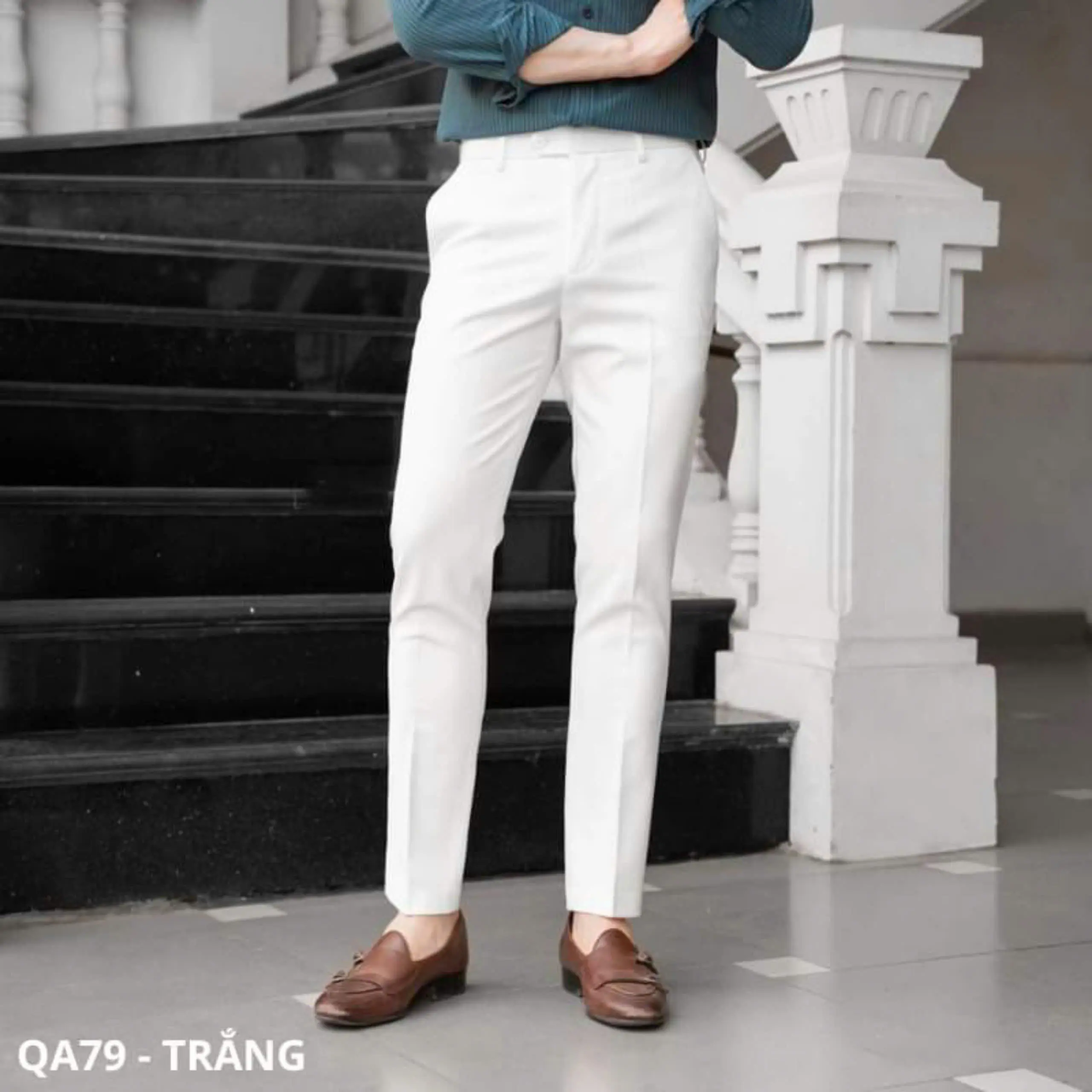 Quần âu nam dáng baggy vải dày chéo 79 co dãn cao cấp Hàn Quốc - Pants, Menswear Jean Có Túi