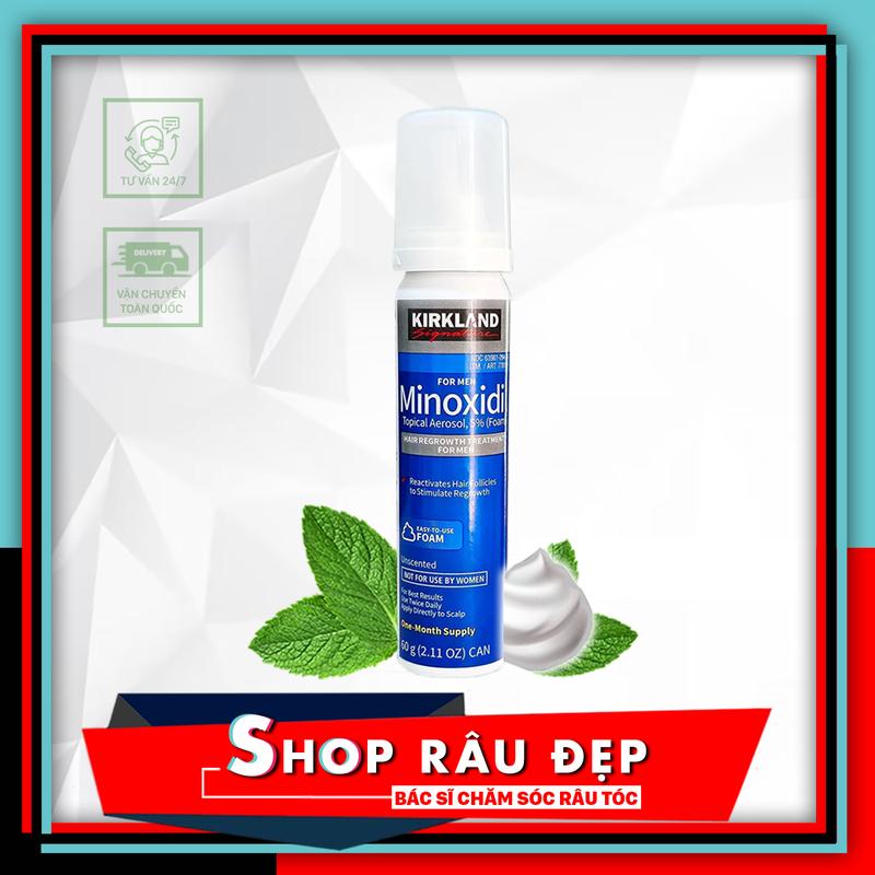 Hỗ Trợ Mọc Râu Kirkland Minoxidil 5% Dạng Bọt 