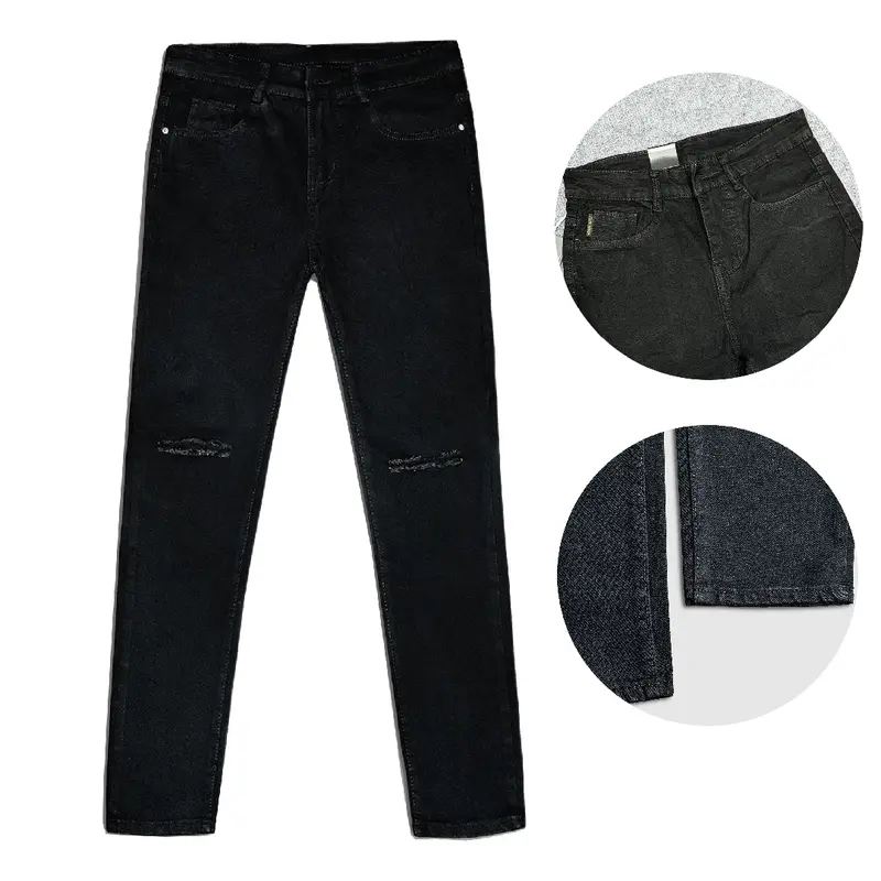 Quần Jean Nam Rách Gối Đen ,Form Skinny ,Chất Bò Co Giãn 4 Chiều, Ôm Dáng Cực Đẹp 2