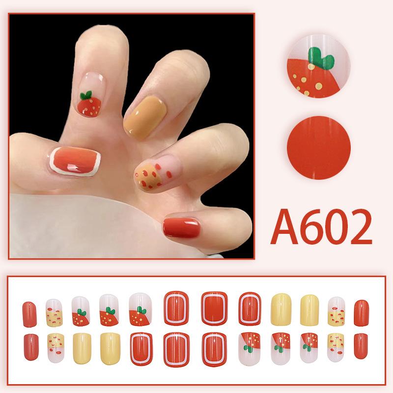 Product Introduction of Summer Autumn Gentle Simple Pure Desire Style Wearable Nail Tips Printed Solid Color French Style Detachable Fake Nails 4