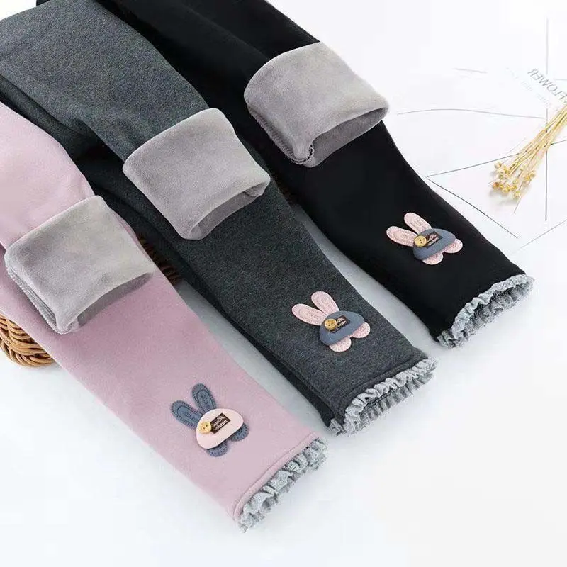 Quần Dài Legging Độn Nhung, Cho Bé Gái, Có Thể Mặc Mùa Thu Và Mùa Đông, Quần Dài, Thích Hợp Cho Trẻ Em Và Trẻ Em, Một Quần Dày