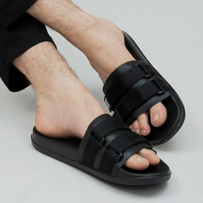 Sandal Webbing Slide Slip On Pria Sendal Slop Hitam AllStar