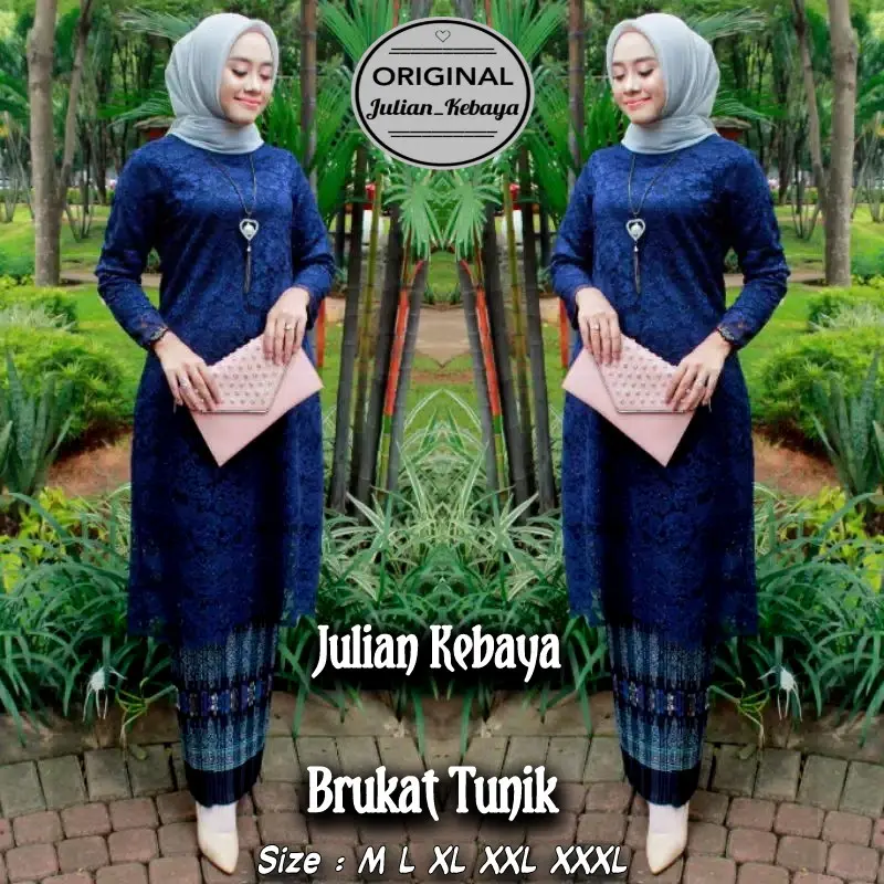 Setelan Kebaya Brukat Tunik Modern Jumbo / Kebaya Wisuda / Kebaya Pesta Kondangan Baju Batik Tebal Brokat Dress Wanita Atasan set Panjang Lamaran  Mewah Remaja Dewasa 1