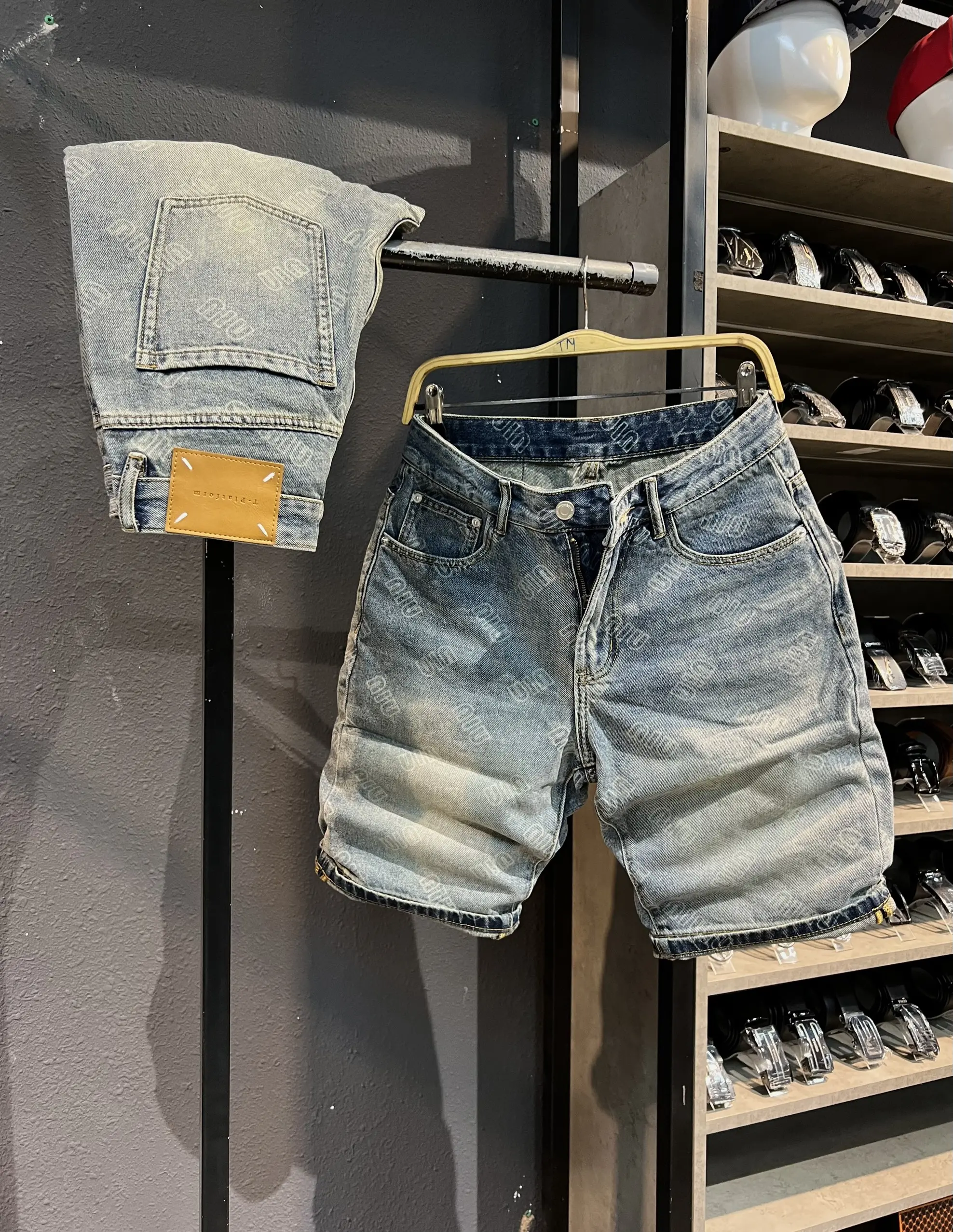 [Short Jean Guangzhou - 9068-QS1997 ] Quần Short Jean Nam Form Chữ A Ống Rộng  In Chữ UIU Màu Xanh Was Mẫu Mới Chi Tiết Như Hình jean  short