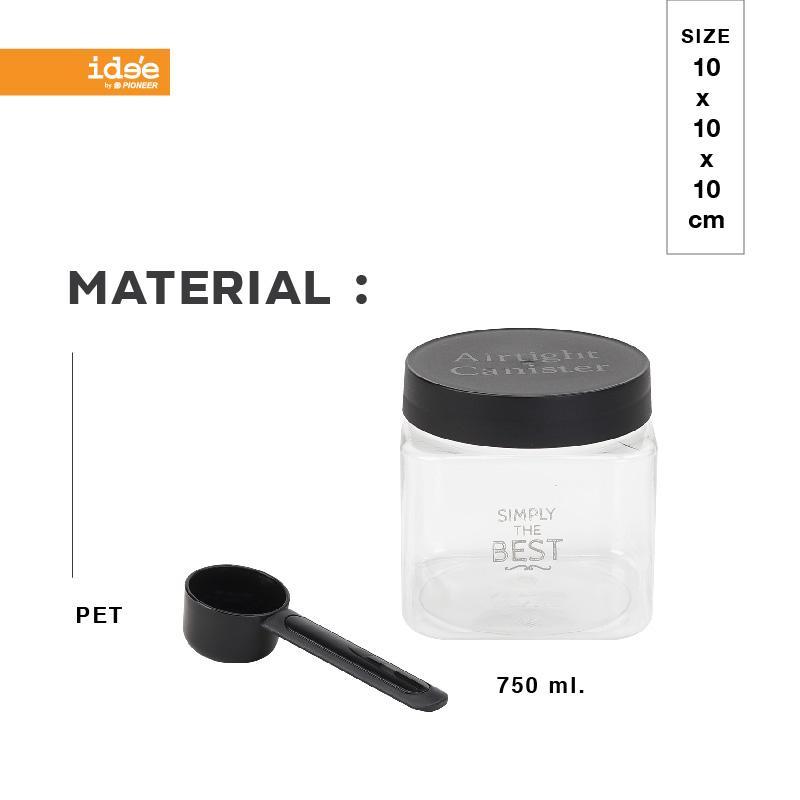 Product Introduction of Baan Chuun ขวดโหลฝาเกลียว ความจุ 750 ml. แพ็คละ 4 ชิ้น ทรงเหลี่ยม แถมช้อนโต๊ะ BPA Free Canister Set 0