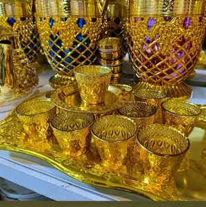 GELAS ZAM-ZAM CUCING UKIRAN BUNGA WARNA GOLD
