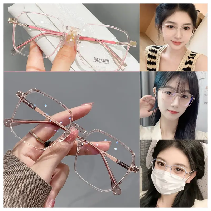 Kính Mắt Chống Bức Xạ, Đổi Màu, Chống Ánh Sáng Xanh, Gọng Vuông, Thích Hợp Cho Máy Tính, Dành Cho Nữ, Mắt Kính Có Thể Thay Thế 1