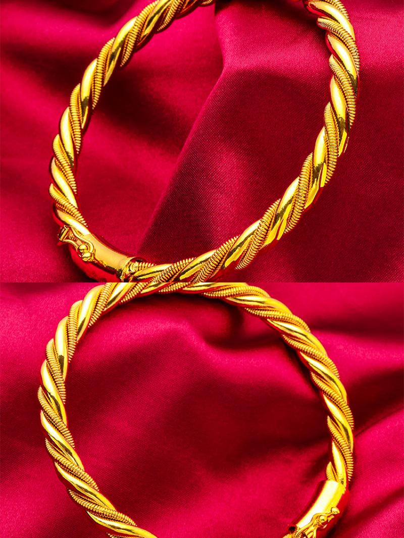 Product Introduction of Bangle Titanium, Untuk Wanita, Bersalut Emas 24K, Tidak Luntur, Gancu Kad Terbuka, Rekaan Berpintal, Barang Kemas Tangan Fesyen 19