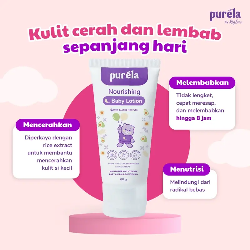 Purela Combo Glowing Skincare Baby Face Cream + Body Lotion Bahan Alami dan Organik Bayi Pembersih 5