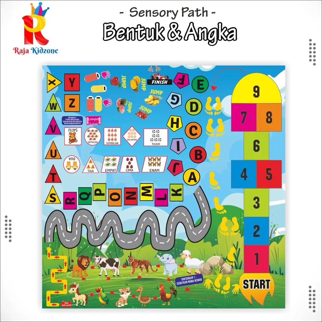 Raja Kidzone Mainan Edukasi Sensory Path | Playmat - Bentuk & Angka