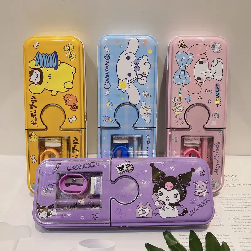 AUN Kotak Pensil Model Besi Motif Sanrio / KOTAK PENSIL BESI ANAK SET MOTIF SANRIO LUCU 2 TINGKAT Rautan 1