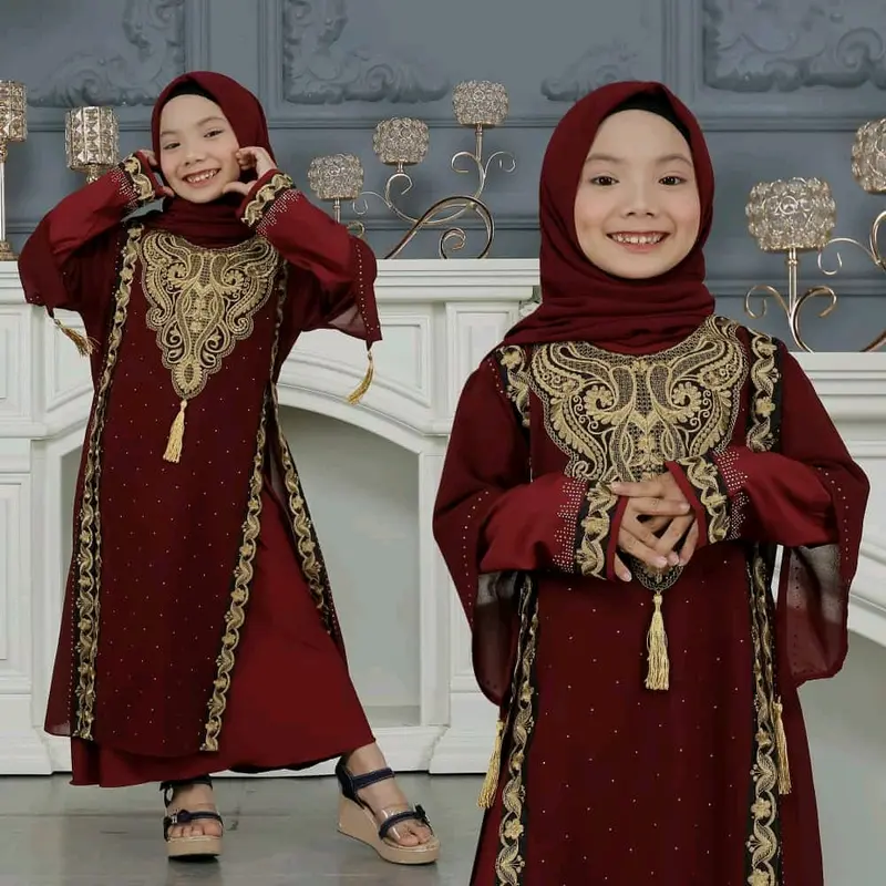 Abaya Anak Irana Bordir Varian Warna Elegan Gamis Muslim Anak Cewek Nyaman Dipakai Bisa COD 2