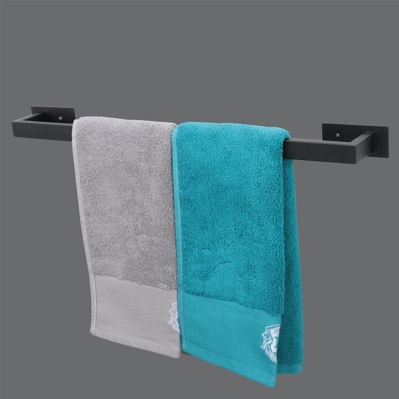 TikTok Shop Bathroom Towel Bar Self Adhesive No Drilling Towel Rack Easy to Install Hand Towel Holder Made of Premium Stainless Steel Sticky on Hand Towel Hanger for Kitchen Toilet. 24IN Black