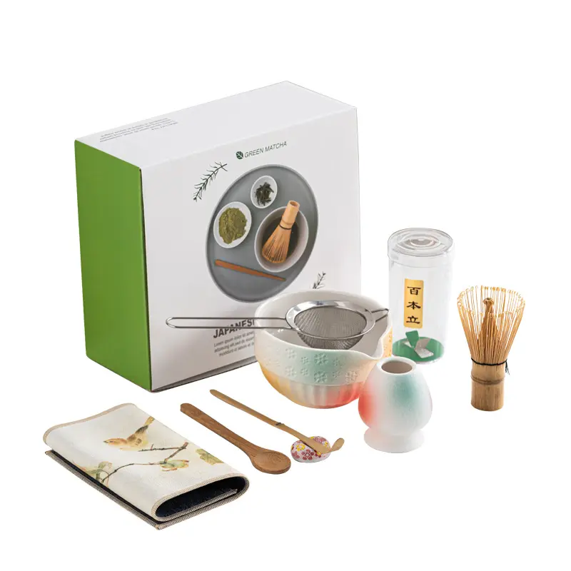 Artcome Japanese Matcha Tea Set, Matcha Bowl with Pouring Spout, Tea Tray, Matcha Whisk, Ceramic Whisk Holder, Matcha Powder Caddy, Handmade Matcha Ceremony Kit for Japanese Tea Ceremony (8Pcs) 4