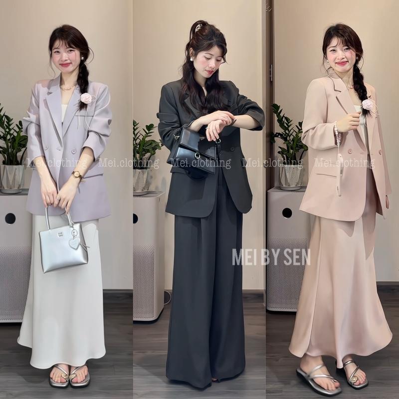 B16 Áo blazer nữ dài tay, áo vest dài tay công sở form suông 2 lớp chuẩn Boiling QC