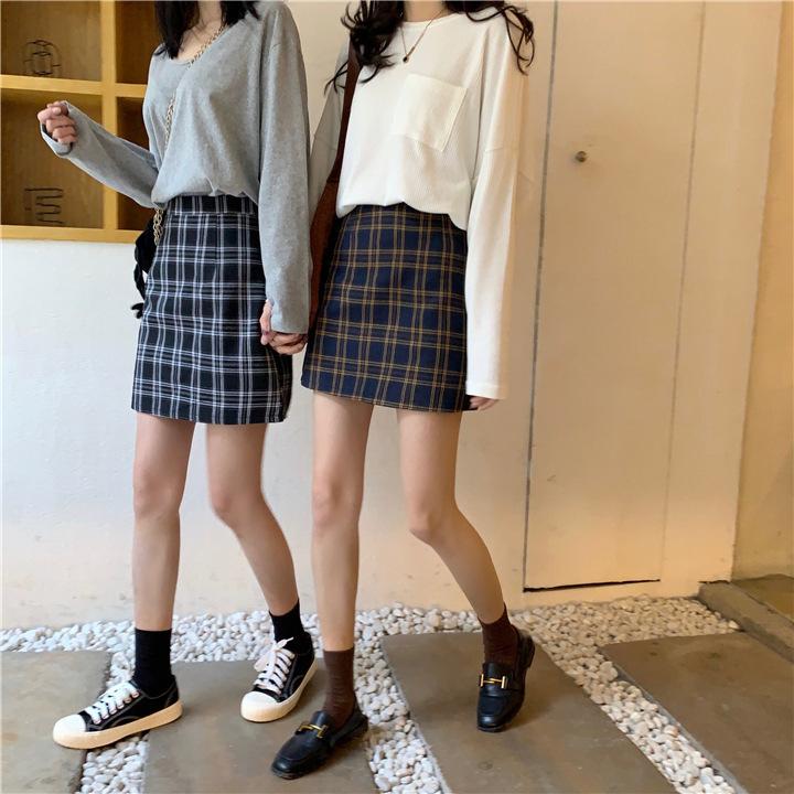 Product Introduction of Season Plaid Skirt Women's High Waist Trendy Women's Students' Skirt Package Hip Skirt 3