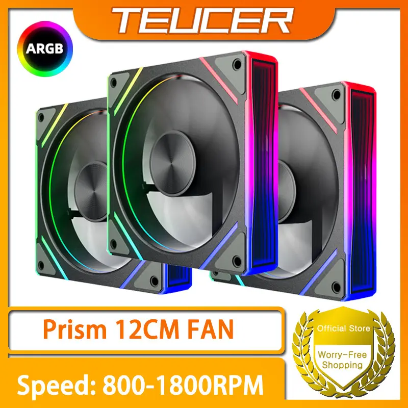 TEUCER Prism ARGB PC Fan 12cm Computer Case Fan Kit Water Cooler 4pin ...