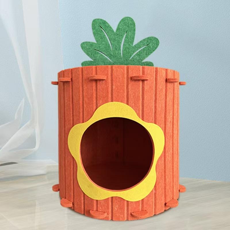 Product Introduction of Felt carrot cat nest semi-closed wear-resistant avoidance tunnel integrated four-season universal pet cats and dogs universal cats tag cattent 5