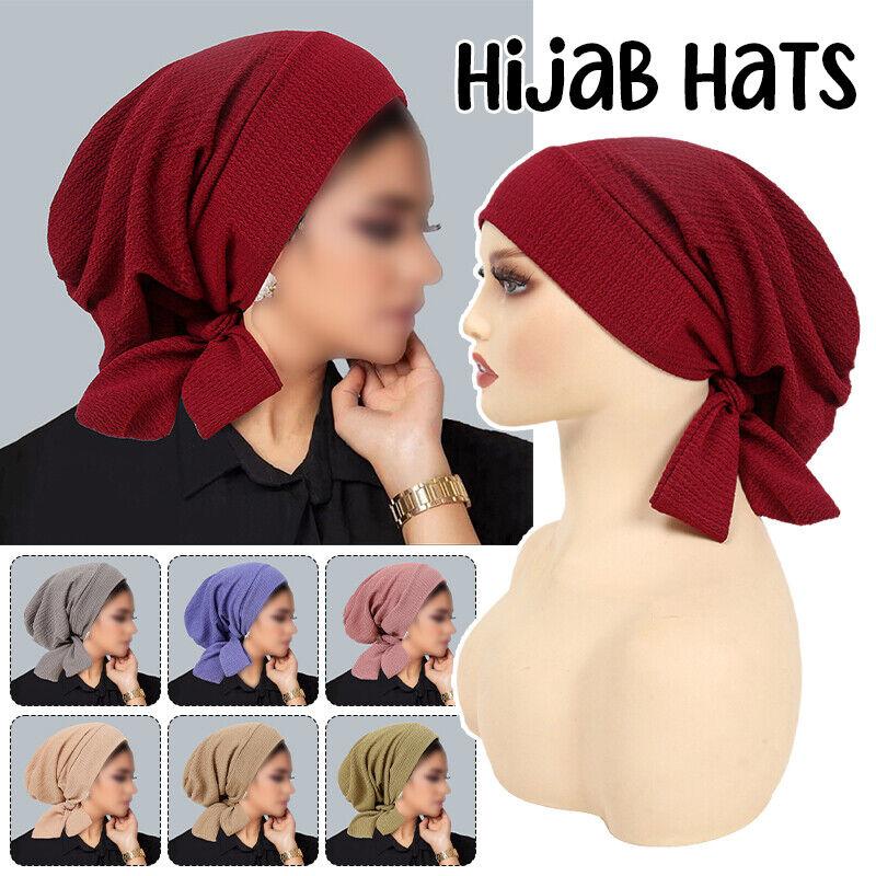 Topi Hijab Serban Keriting, Warna Pepejal, Pembalut Kepala Ekor ...