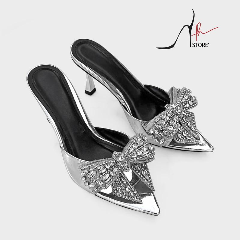 [ HH Store ] - [ M14 ]  Giày Cao Gót 7 Phân Bảng Da Bóng Phối Nơ Đá Lấp Lánh Thời Trang, Sang Trọng Phù Hợp Cho Các Bạn Nữ. 5