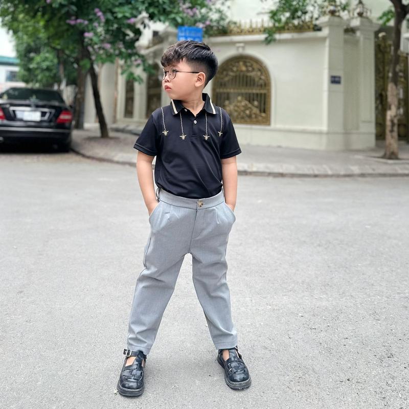 Quần Tây Âu KhanhBun cho bé trai dáng thiên baggy chất vải wool cao cấp dày dặn có lưng thun, thấm hút mồ hôi co giãn 4 chiều size từ 15 kí đến 42 kí