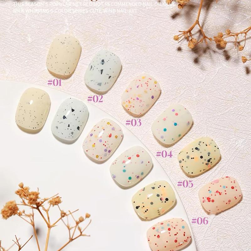 Sơn Móng Tay Gel MIANEL 12ML Thiết Kế Sữa Mùa Hè Huhu Dopamine Rock Slice Màu Vàng-Trắng Kem Lấp Lánh Kem Làm Trắng Đính Kim Sa Gel Móng Tay Trị Liệu Tại Chỗ Phổ Biến Mới Lạ