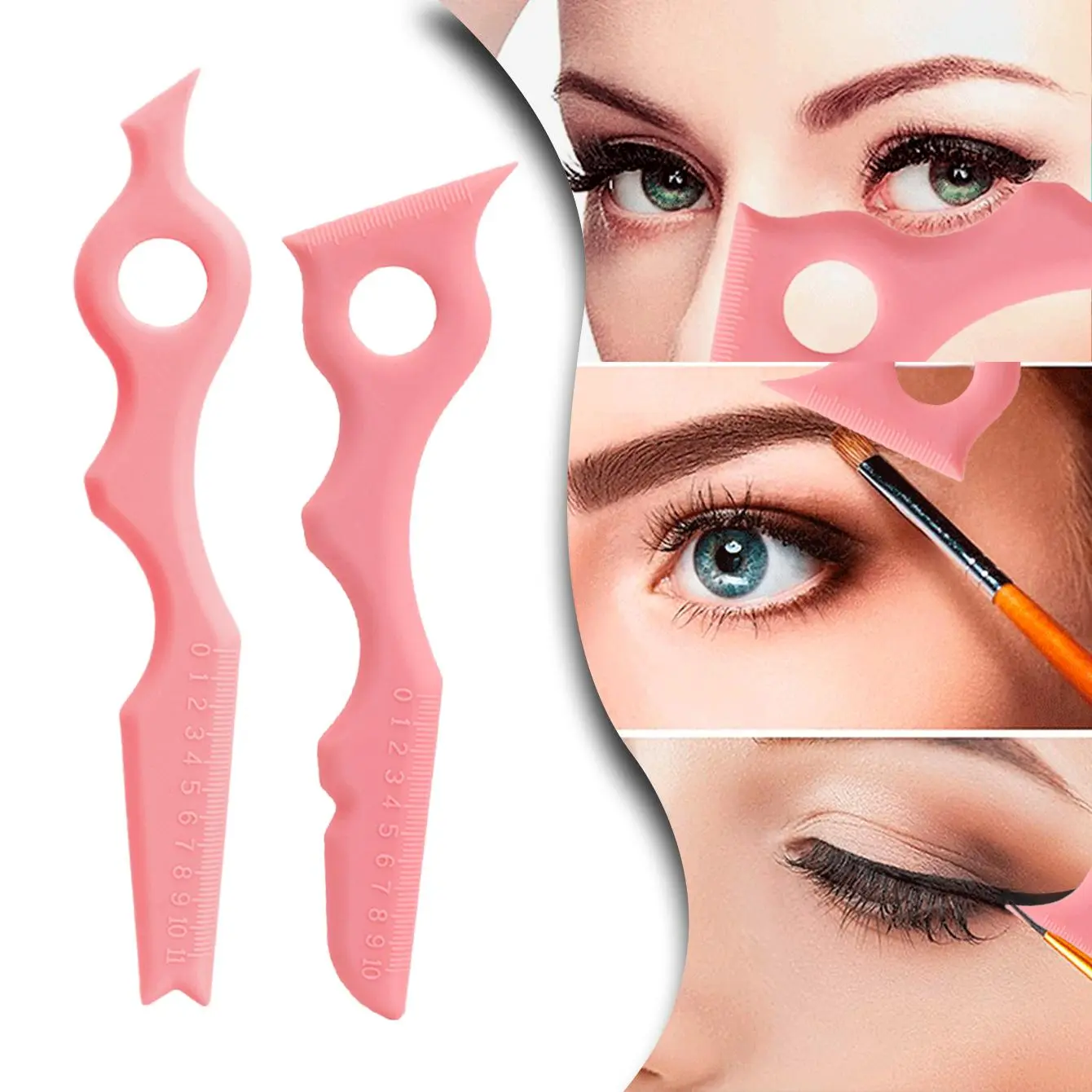 2pcs Multi-function Eyeliner & Lip Liner Stencil, Reusable Silicone Lip Liner Template, Professional Makeup Auxiliary Tools for Women