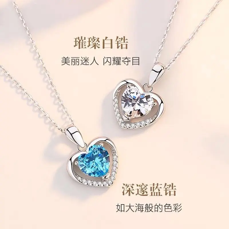 S925 Sterling Silver Heart of the Ocean Necklace