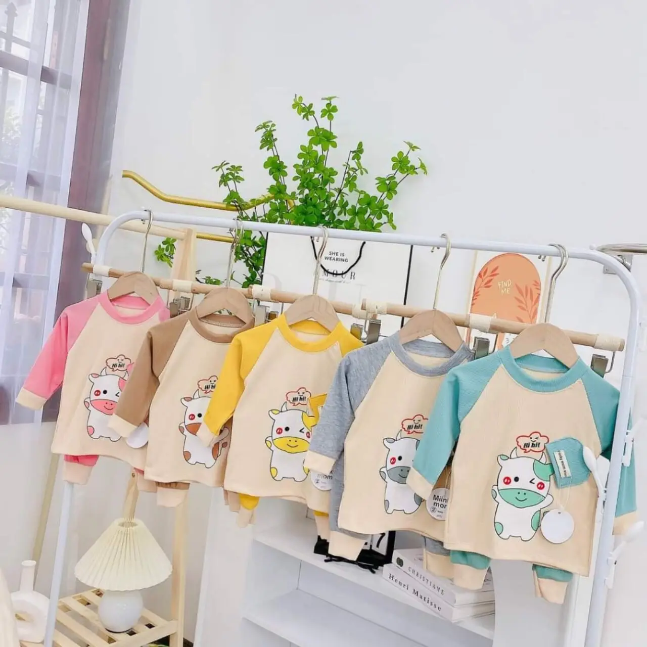 Bộ quần áo dài tay cho bé, chất len tăm vip 3- 21kg
