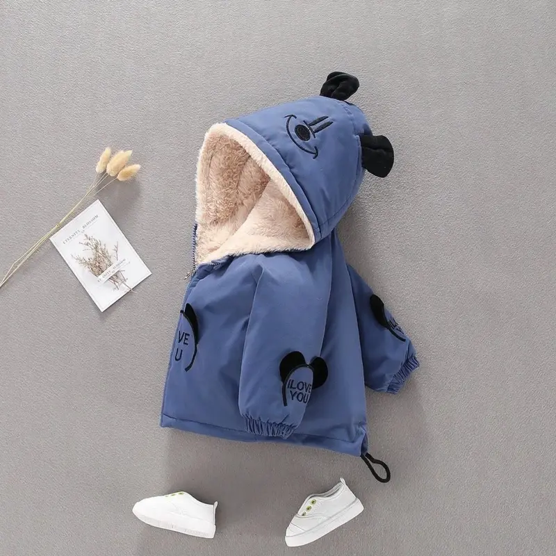Áo khoác cho bé, áo phao gấu có mũ lót lông cho bé trai bé gái cao cấp ấm áp từ 7-23kg 4