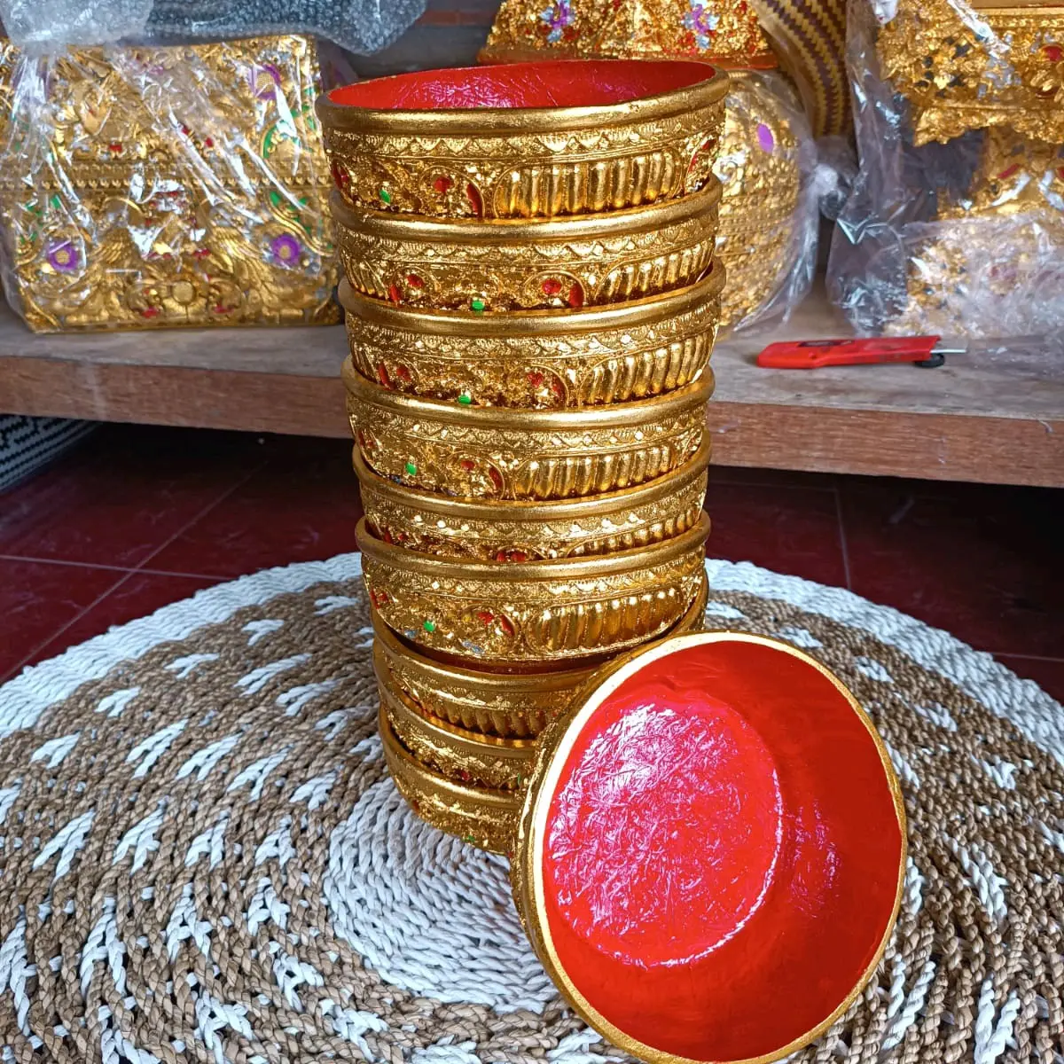 Bokor fiber motif selaka 20cm