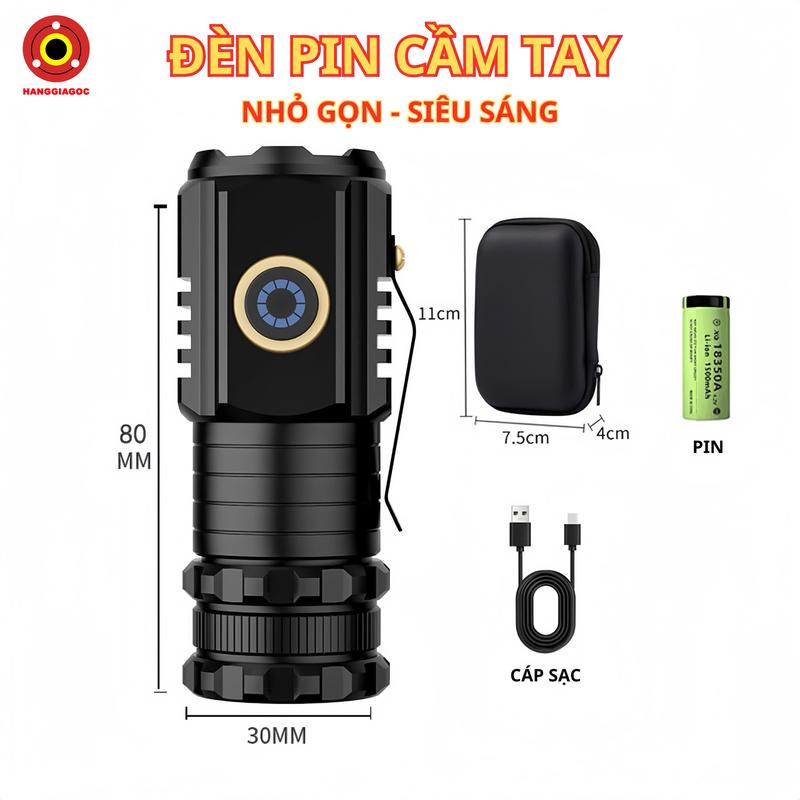 Đèn Pin Siêu Sáng S350 - Chiếu Sáng Mạnh, Cài Mũ Đội Đầu, Hút Nam Châm, Nhỏ Gọn, Chống Nước