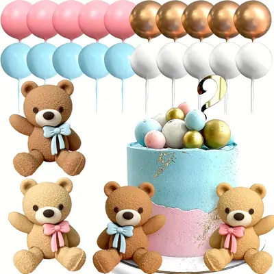 Birthday Cake Accessories JeVenis Pink Bear Cake Topper Set - Baby ...