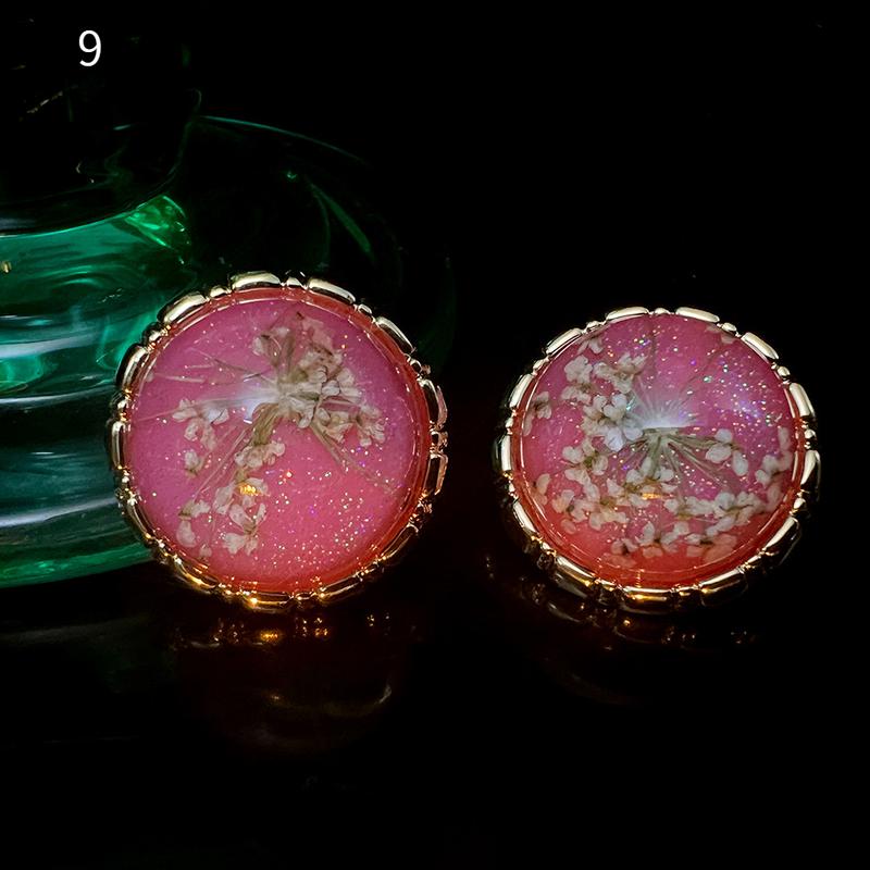Product Introduction of 3 Pairs of French Ancient Amber Dried Flower Hot-Sale Earrings Combination Link Original Niche Gold Plated S925 High-Grade Earrings 13