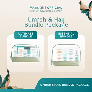 WARDAH Umrah & Hajj Package - Paket Haji dan Umroh - Facial Wash, Moisturizer Pelembab Wajah, Sunscreen SPF 50 PA+++ , Antiperspirant Deodorant, Hair and Body Wash, Lip Balm, ZamZam Water Spray - Skincare