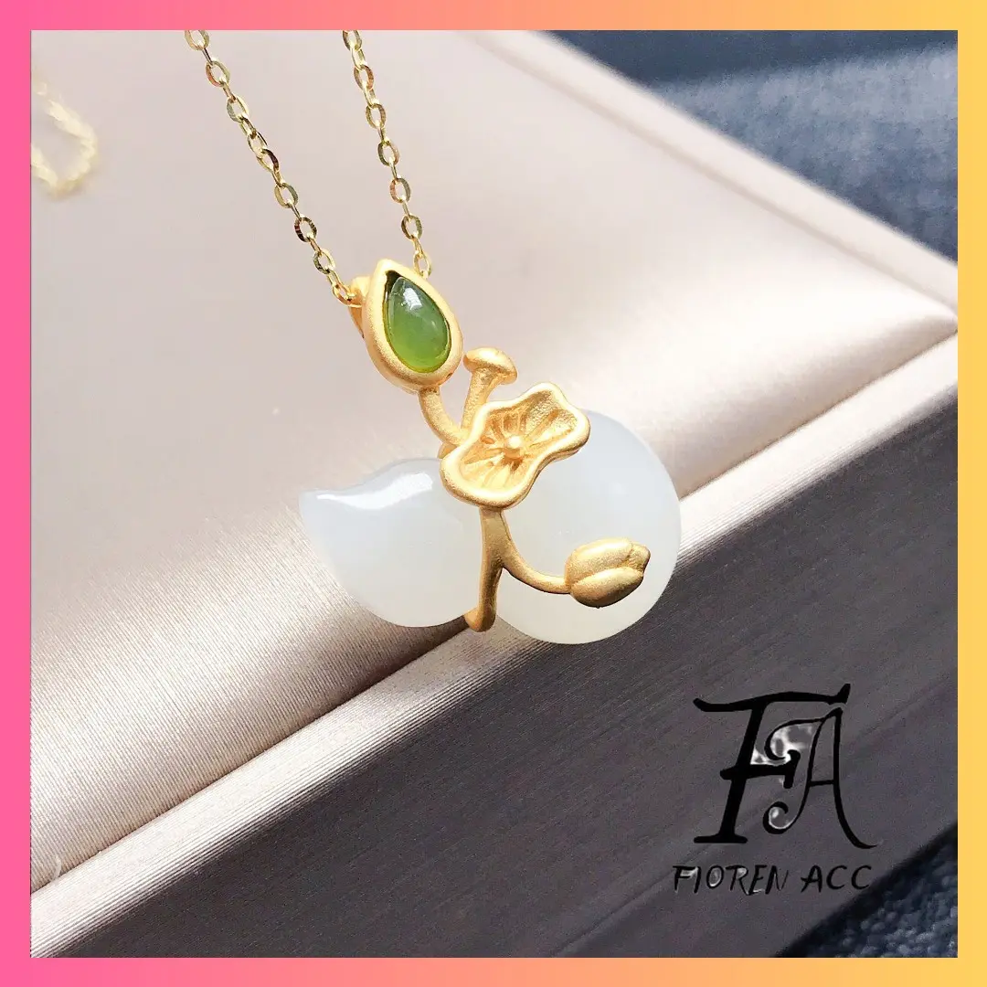 FA Kalung Liontin Labu Lapis Emas Kalung Perempuan Elegan Titanium Anti Karat Korea Perhiasan Wanita - YRY-X020 Gold Hitam Kaca