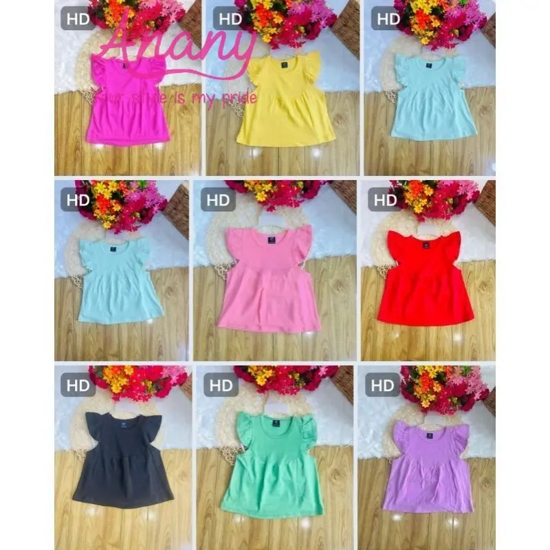 Áo cánh tiên bé gái 10-25kg chất borip cotton xuất dư được chọn màu