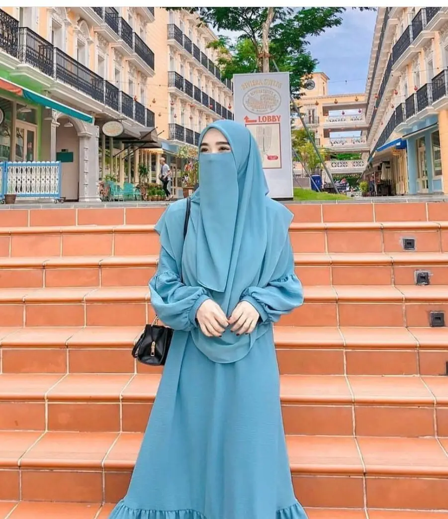 khimar segi empat oval set cadar khimar malay curve ceruty babydoll Muslim Jilbab Layer Kerudung Syari Cantik