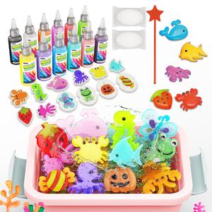 DIY 3D Water Elf Kit, Colorful DIY Water Elf Making Kit, Floating Toy, Handmade Pigment Watercolor Painting Kit, Suitable for 3+, Fish Molds