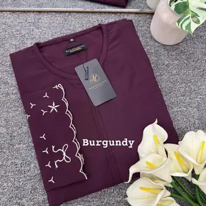 Sabrina Abaya Anti UV Gamis Syari Muslim Hitam  Dress Wanita Dewasa Bordir - Burgundy, M