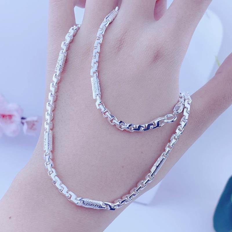 Dây chuyền nam rồng vuông 5 chỉ xi bạc - Trang sức bảo long