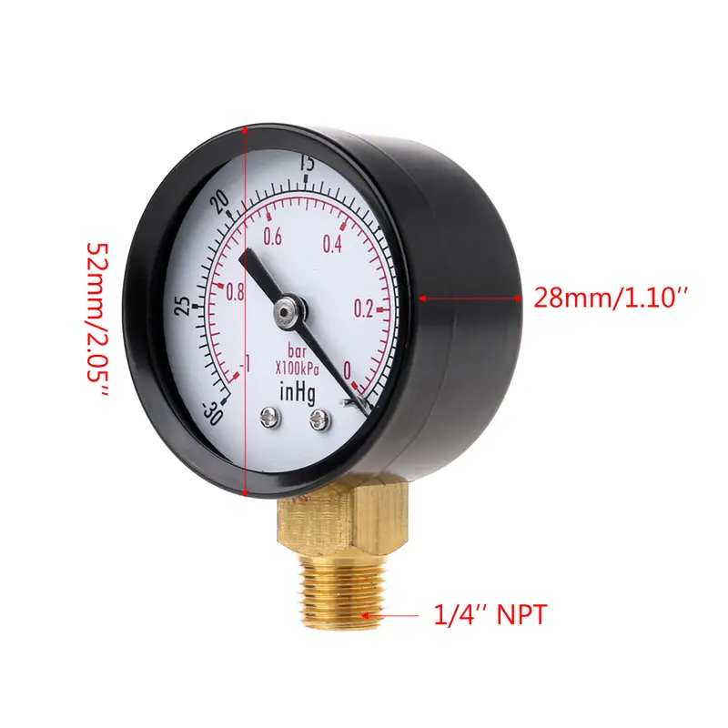 Áp Kế Chân Không Cầm Tay, Đồng Hồ Đo Áp Suất 0-30psi 0-2bar, Hiệu Suất Ổn Định Mini, Đồng Hồ Đo Mặt Số Quy Mô Kép, Màn Hình Kỹ Thuật Số 5